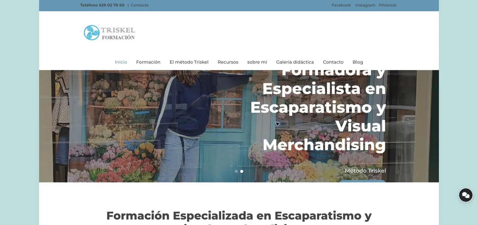 Captura de la web actual de Escaparatistas Profesionales · Triskel en octubre de 2026