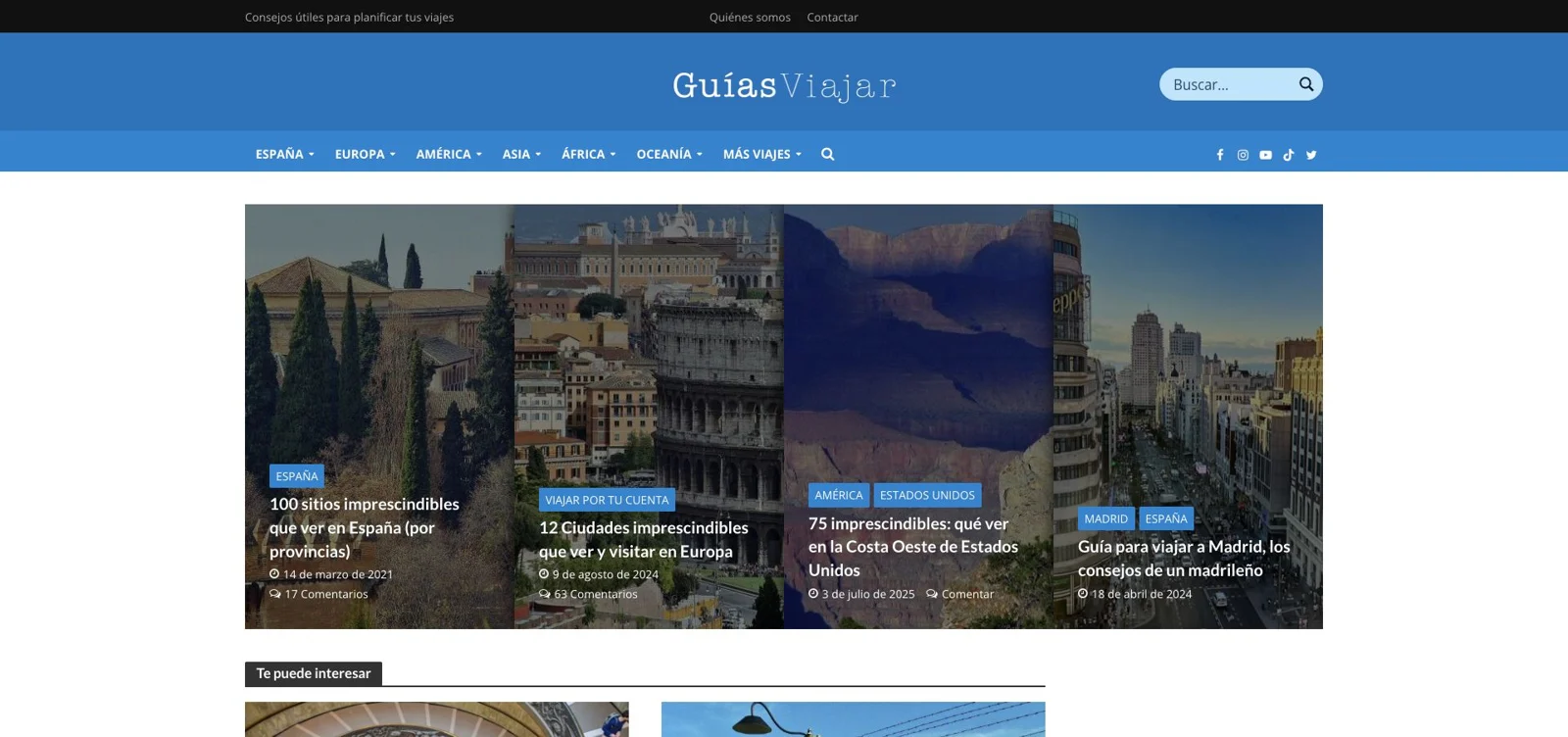 Captura de la web de Guías Viajar en octubre de 2026