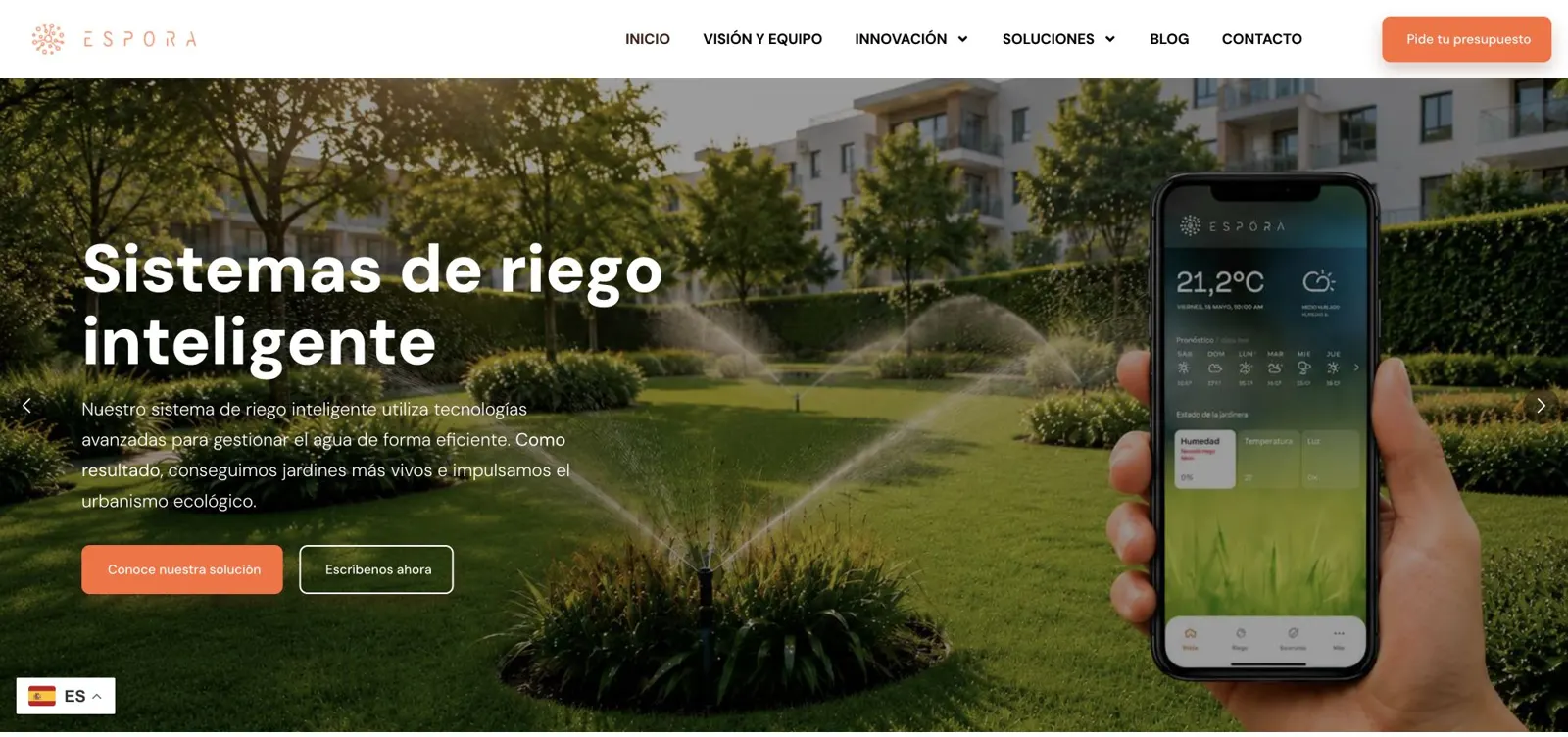 Captura de la web actual de Urban Espora en octubre de 2026